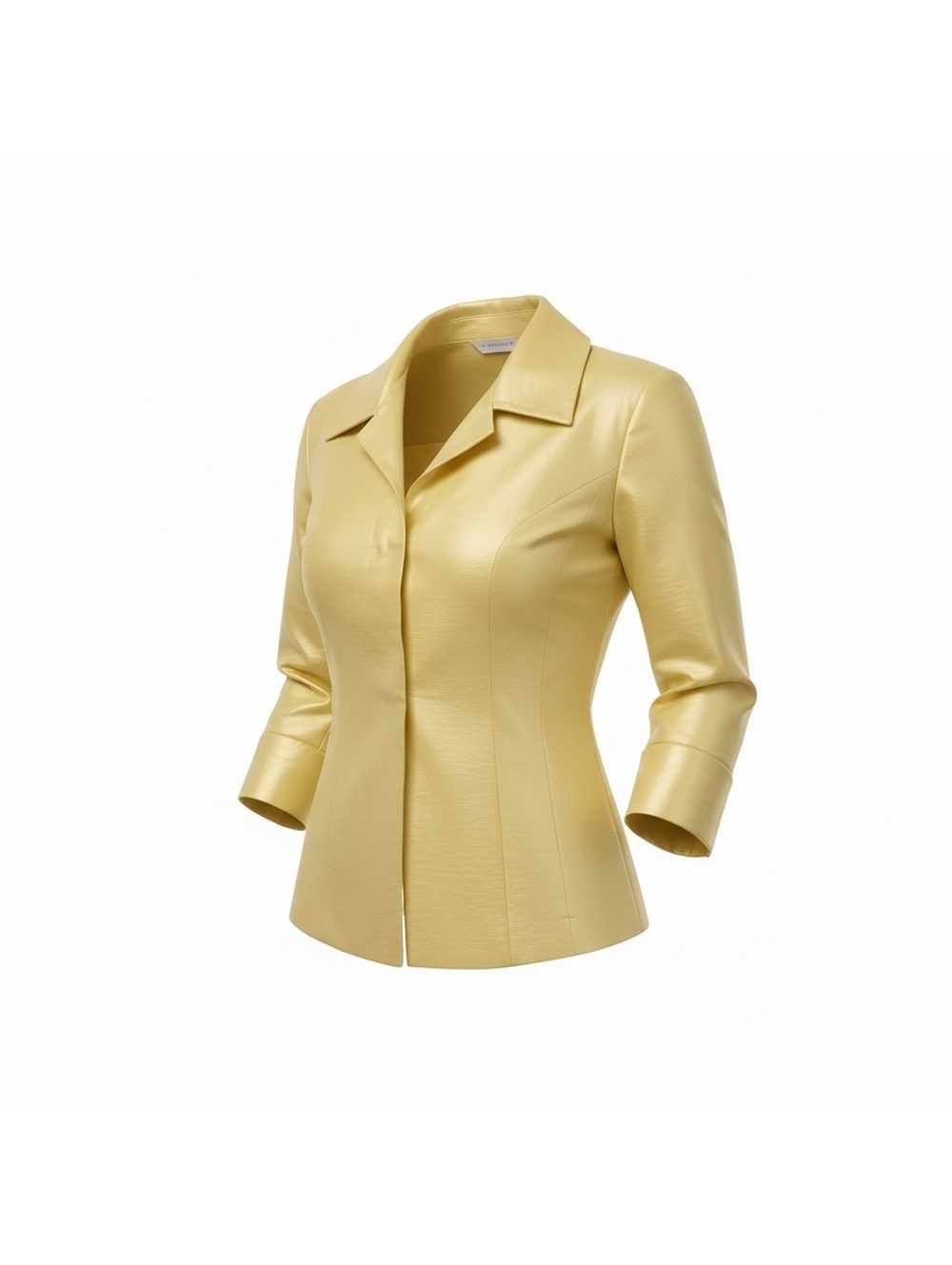 Gold Metallic Silk Fitted Statement Jacket